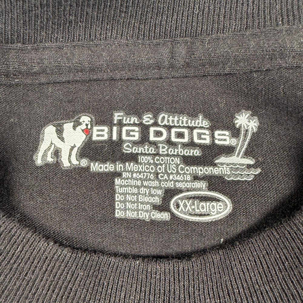Big Dogs Of The Caribbean Dead Dog Wag No Tails T Shirt Mens 2XL Black Cotton - Picture 4 of 6